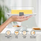 Pisol Butter Dish with Lid for Countertop and Refrigerator Door Shelf, Airtight