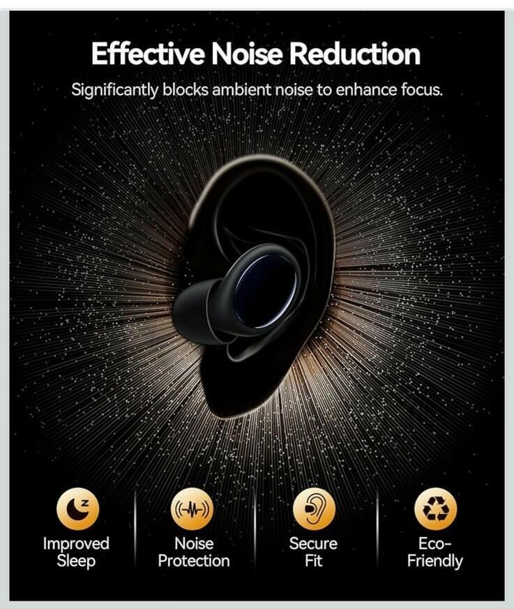 Q8 45dB Noise Cancelling Ear Plugs for Sleeping w/ Portable Case - Black