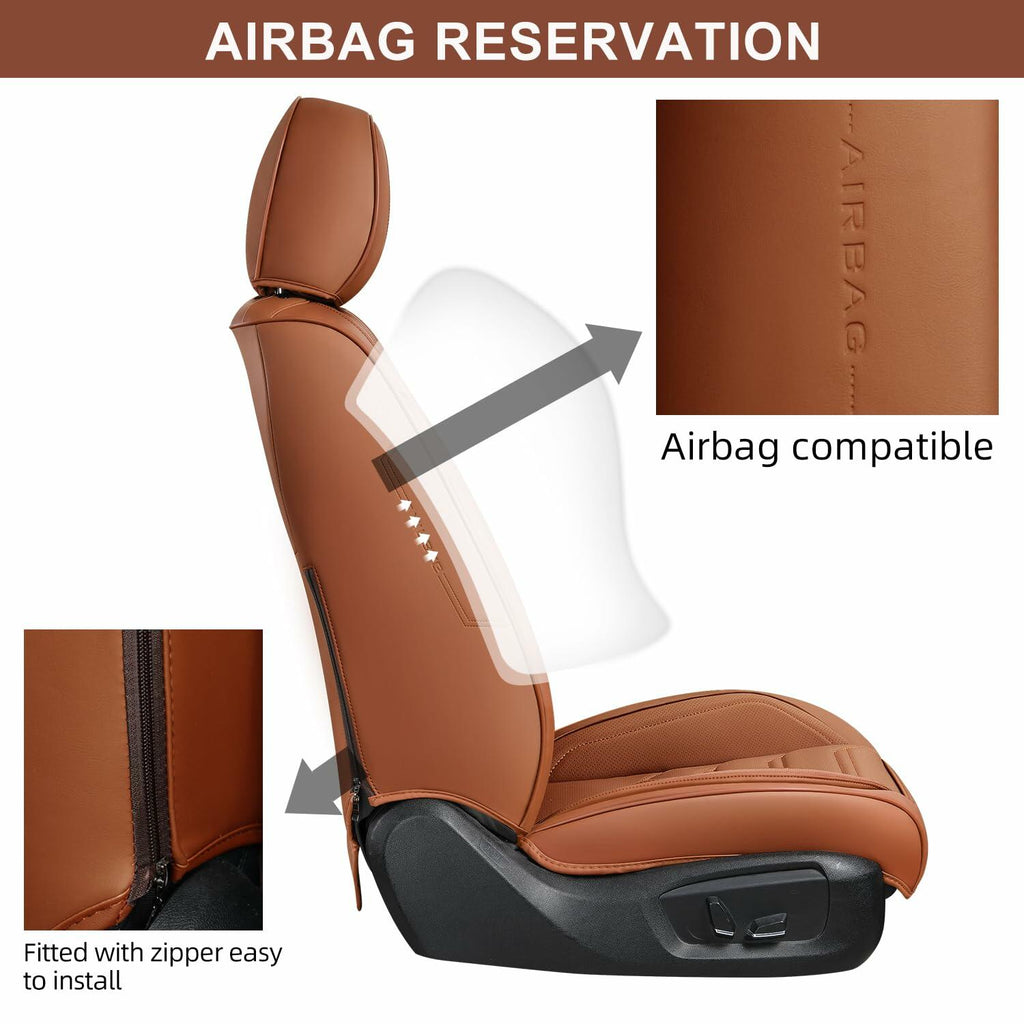 TIEHESYT Car Seat Covers Full Set, Breathable Leather Automotive Front and Rear