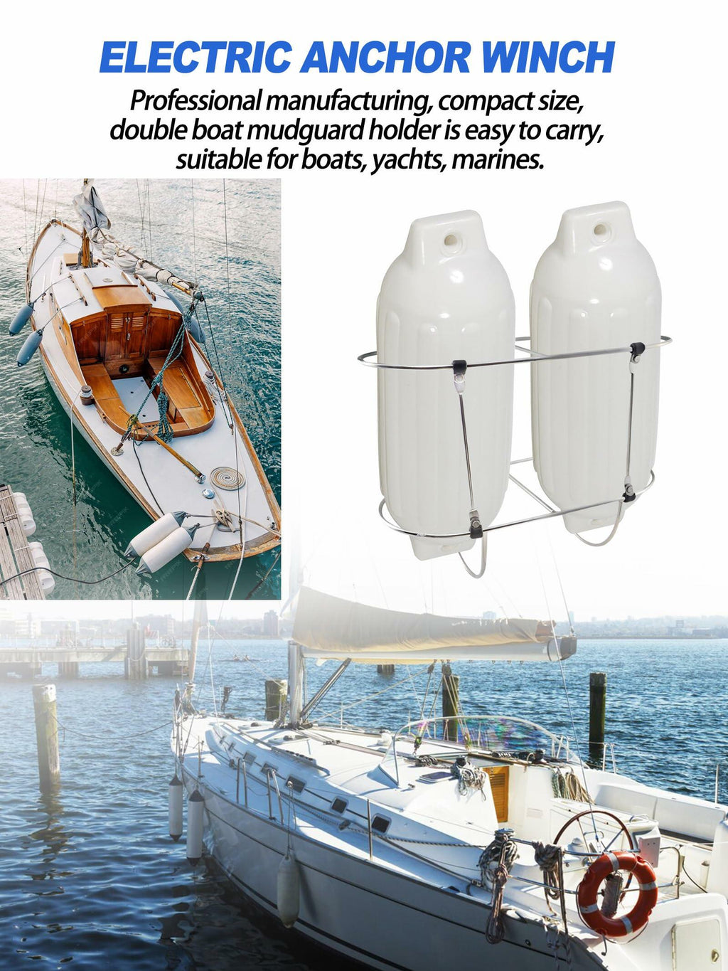 NEWMAIX Boat Fender Holder,2PC 316 Stainless Steel Marine Folding Double Fender