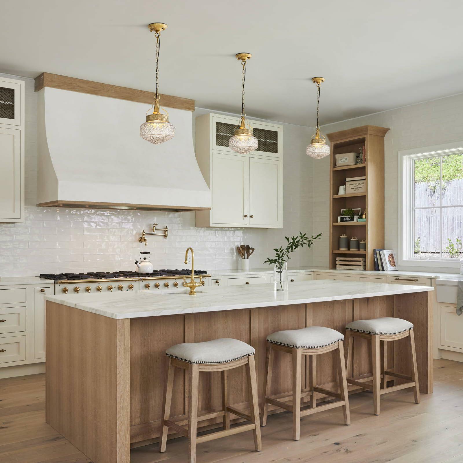 KCO Lighting Antique Gold Pendant Lights Kitchen Island Vintage Brass Pendant
