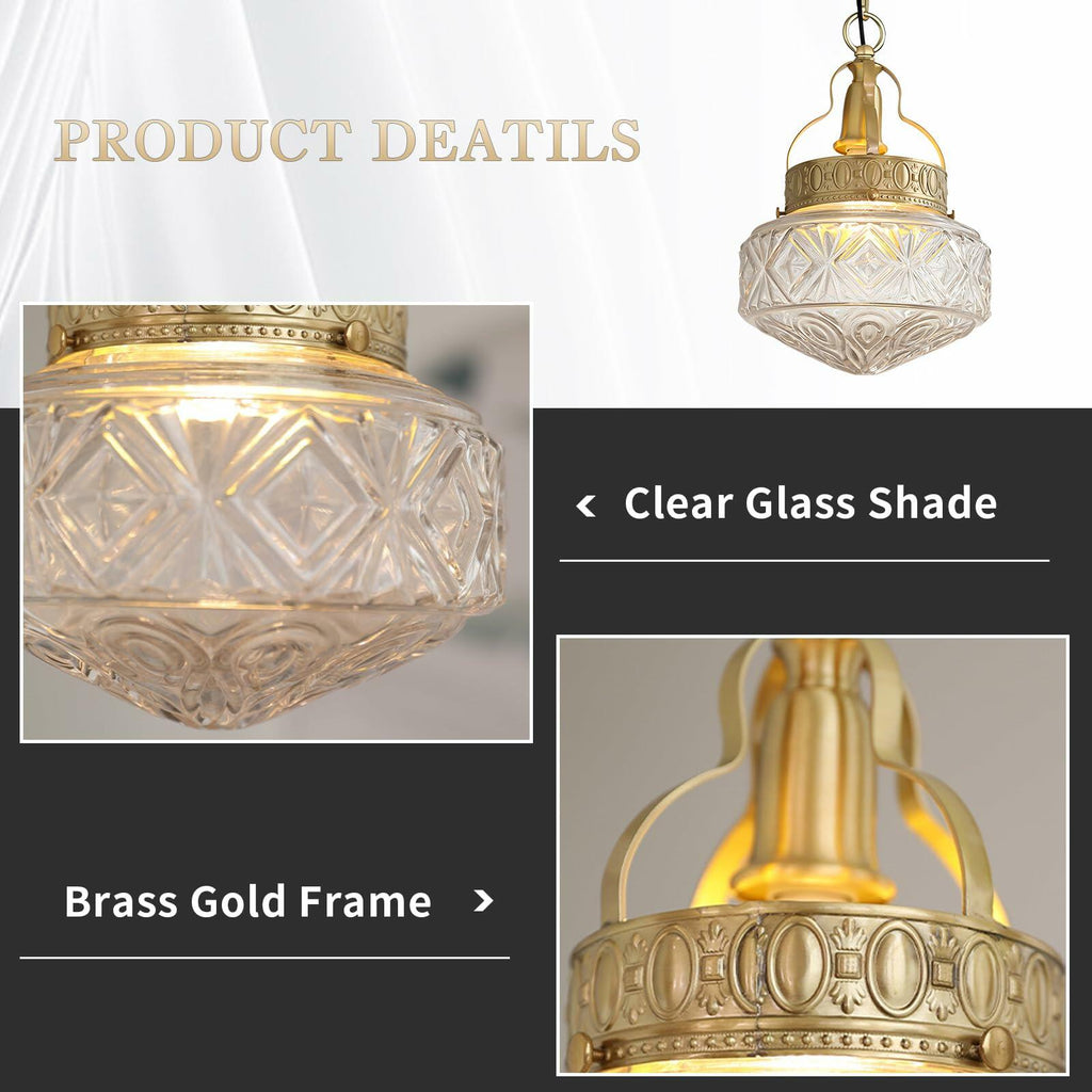 KCO Lighting Antique Gold Pendant Lights Kitchen Island Vintage Brass Pendant