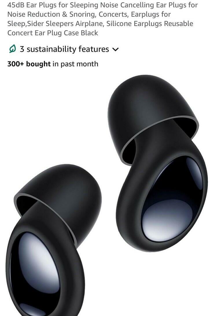 Q8 45dB Noise Cancelling Ear Plugs for Sleeping w/ Portable Case - Black