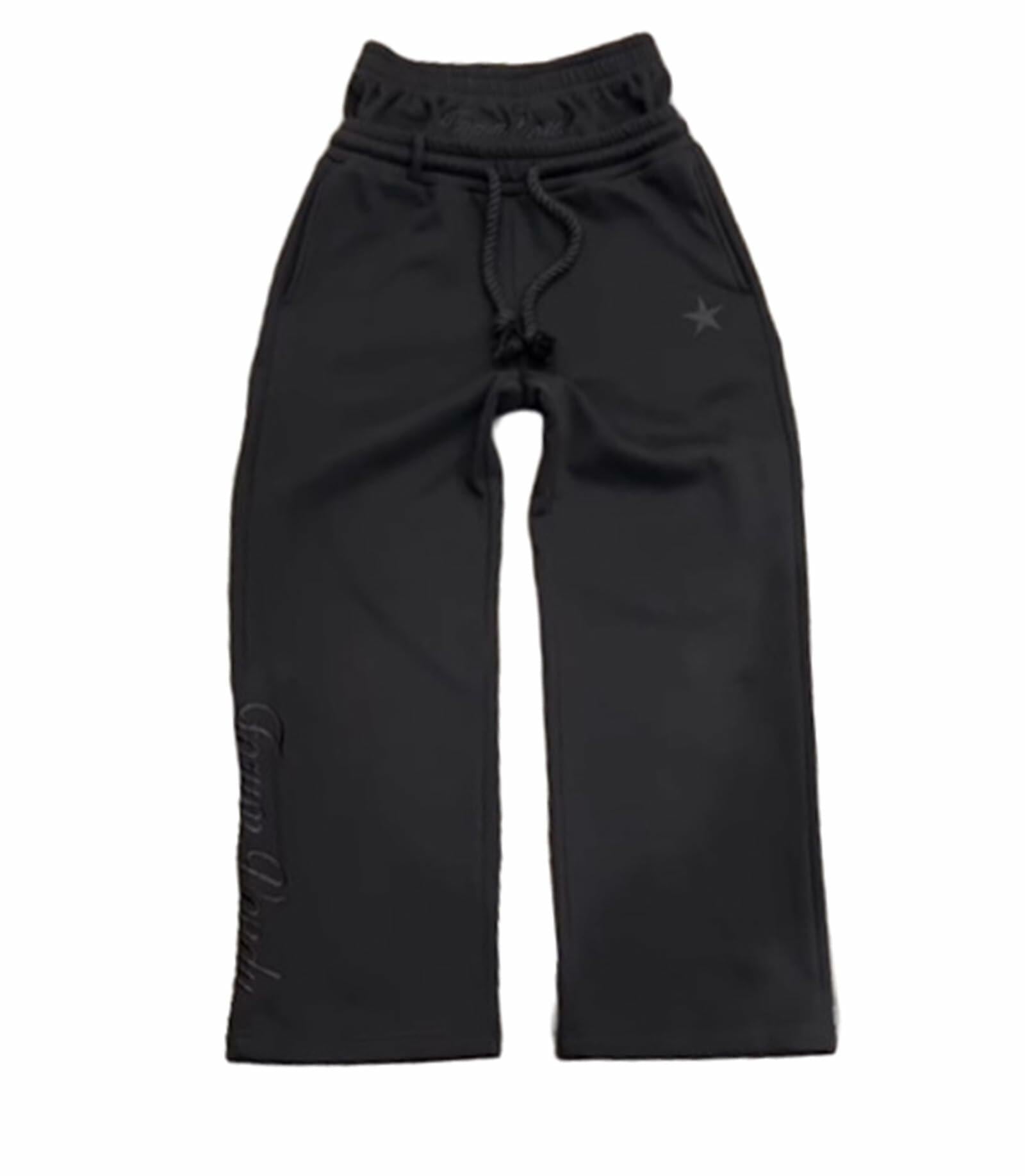 Mens Y2K Wide Leg Sweatpants Drawstring Double Waisted Baggy Hip-Hop Vintage