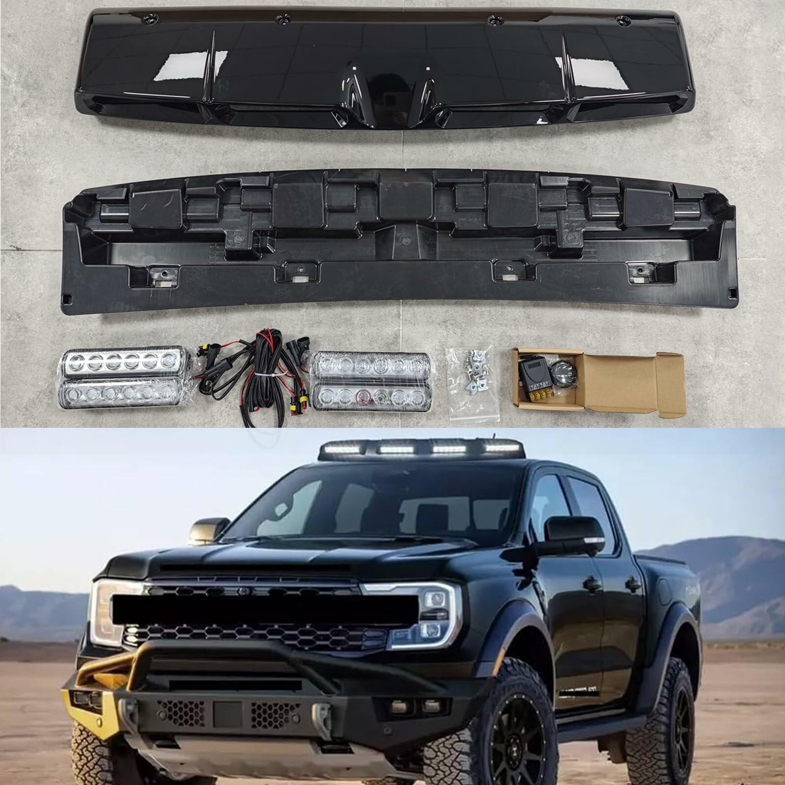 Ford Ranger T9 P703 Roof LED Light Bar DRL Gloss Black Cold White 2023-2025