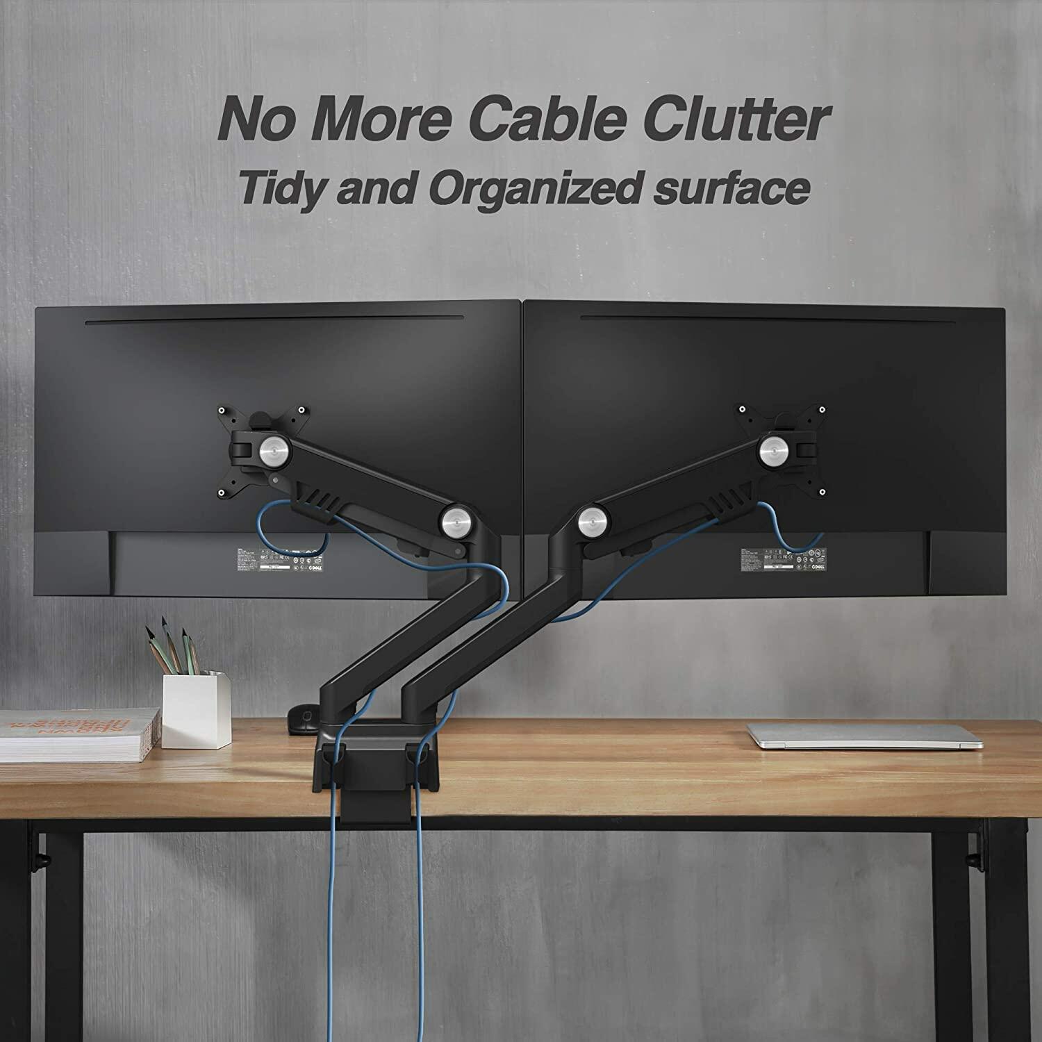 AVLT Dual Monitor Arm 17"-35" | Full Motion Desk Mount for 2 Flat/Curved Screens