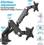 AVLT Dual Monitor Arm 17"-35" | Full Motion Desk Mount for 2 Flat/Curved Screens