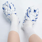 Tkieio Blue White Lychee Slippers EVA Massage Slides Unisex Women 8-9 Men 6-7
