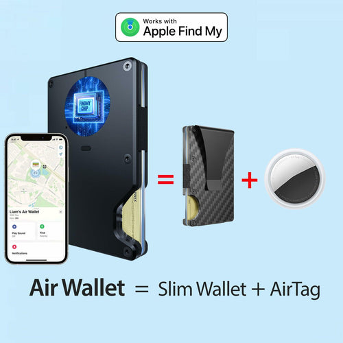AirTag Wallet Men Slim Minimalist RFID Card Holder Black Built-in Apple Find My