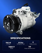 KAX 98332 AC Compressor Fits for Ford Explorer 2012 2013 2014 2015 3.5L, 2011,
