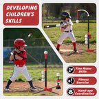 4 in 1 T-Ball Set Kids Age 3-5 Auto Pitching Machine 6 Balls Outdoor Sport Toy