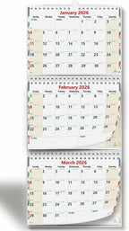 2026 2027 3 Month Wall Calendar Large 11x26 Vertical Wirebound Move-a-Page