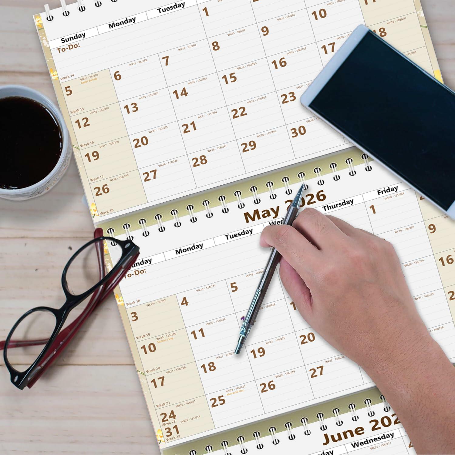 2026 2027 3 Month Wall Calendar Large 11x26 Vertical Wirebound Move-a-Page