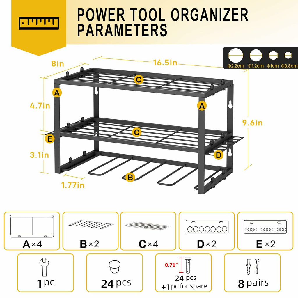 Spacecare Power Tool Organizer- Power Drill Tool Holder- Heavy Duty Tool Shelf &