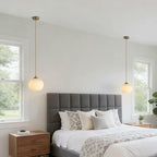 KCO Lighting Gold White Glass Globe Pendant Light Mid Century Kitchen Island