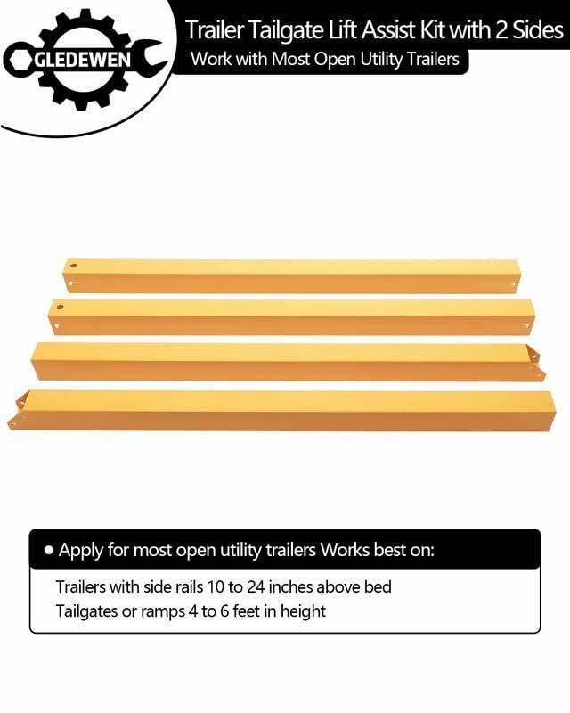 Trailer Gate Lift Assist, 2-Sided Trailer Tailgate Lift Assist Kit, Compatible