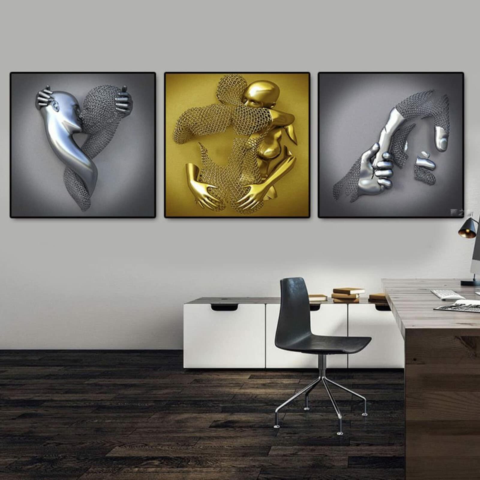 SINYUIF Love Heart 3D Effect Wall Art decor Abstract Metal Figure Sculpture