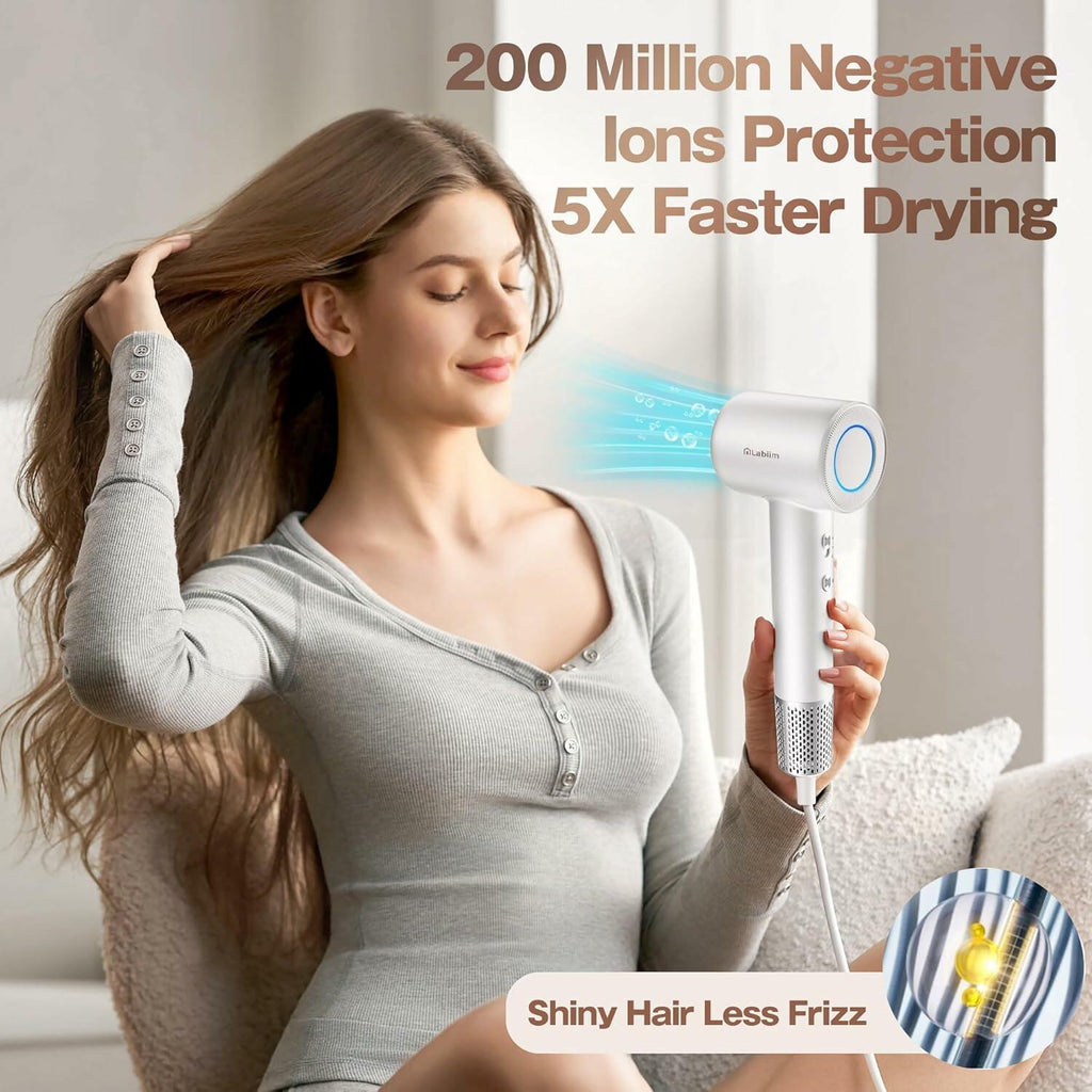 Labiim Hair Dryer, High-Speed Ionic Low Noise Blow Dryer with Brushless Motor