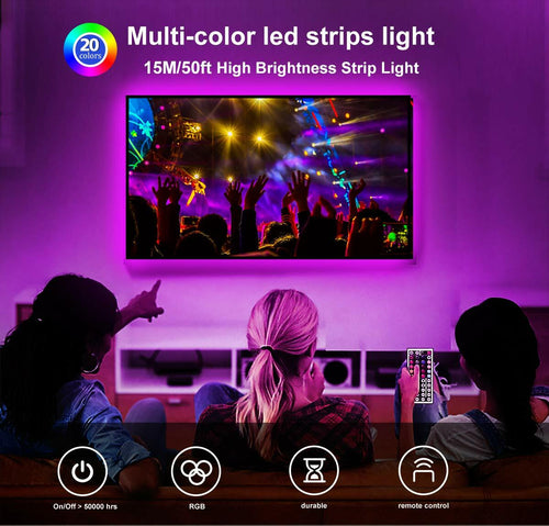 DAYBETTER Led Strip Lights 50ft, Color Changing Led Light Strip with Remote