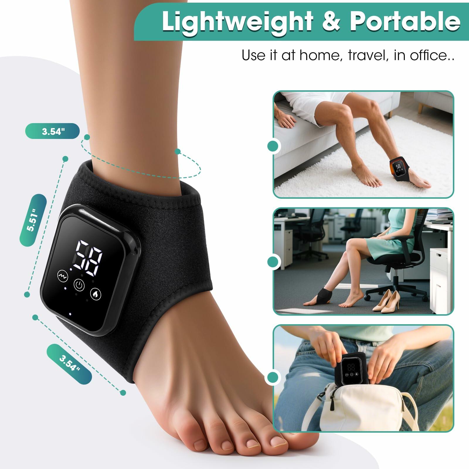 WoloyHeatie 2PCS Foot Massager for Neuropathy, 3-in-1 Cordless Foot and Ankle