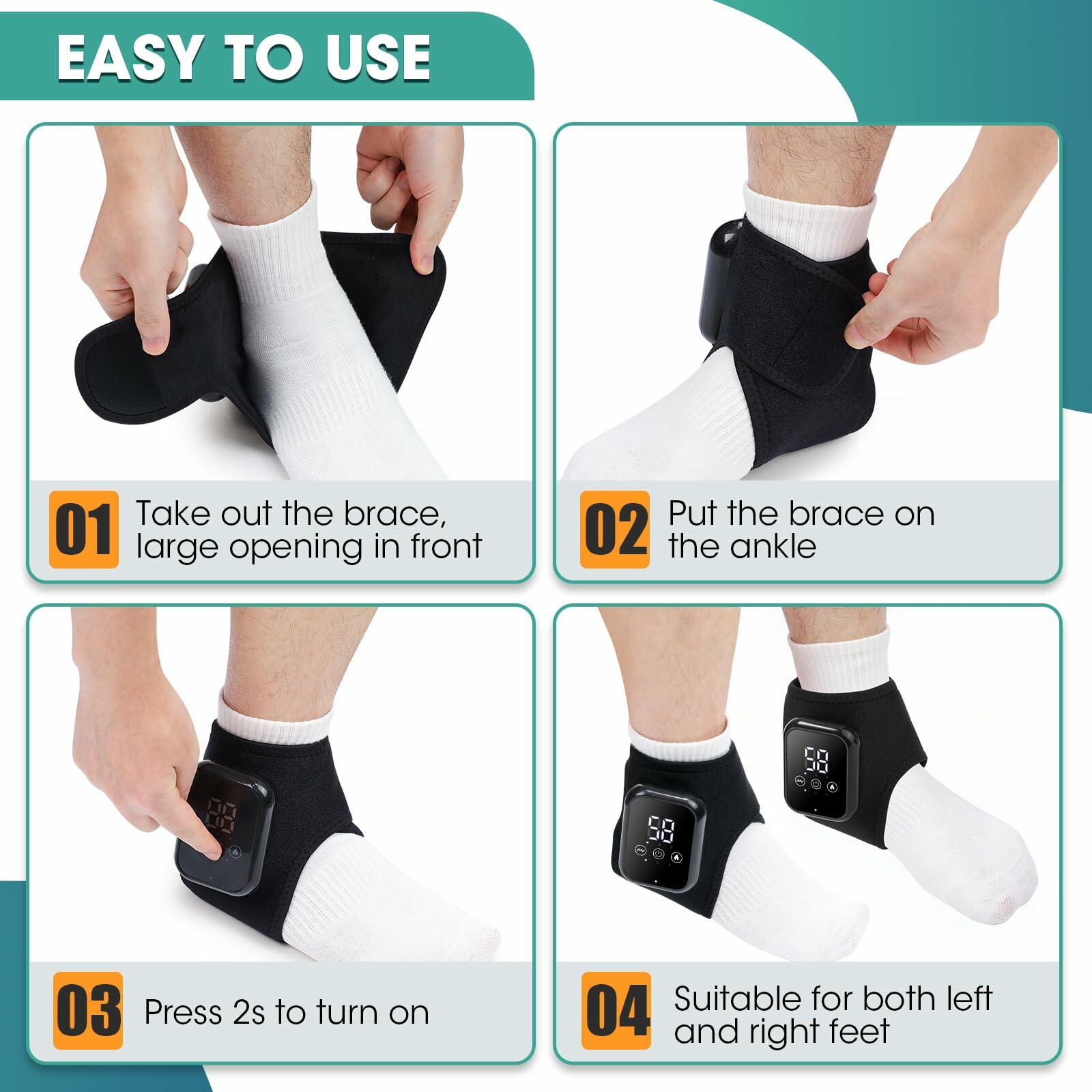 WoloyHeatie 2PCS Foot Massager for Neuropathy, 3-in-1 Cordless Foot and Ankle