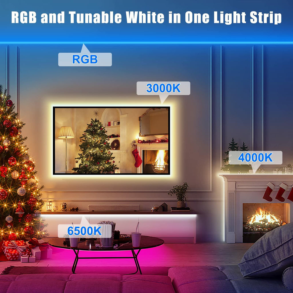 Tatazone RGBWW Smart LED Strip Lights, 65.6ft Tunable White 3000K to 6500K+RGB