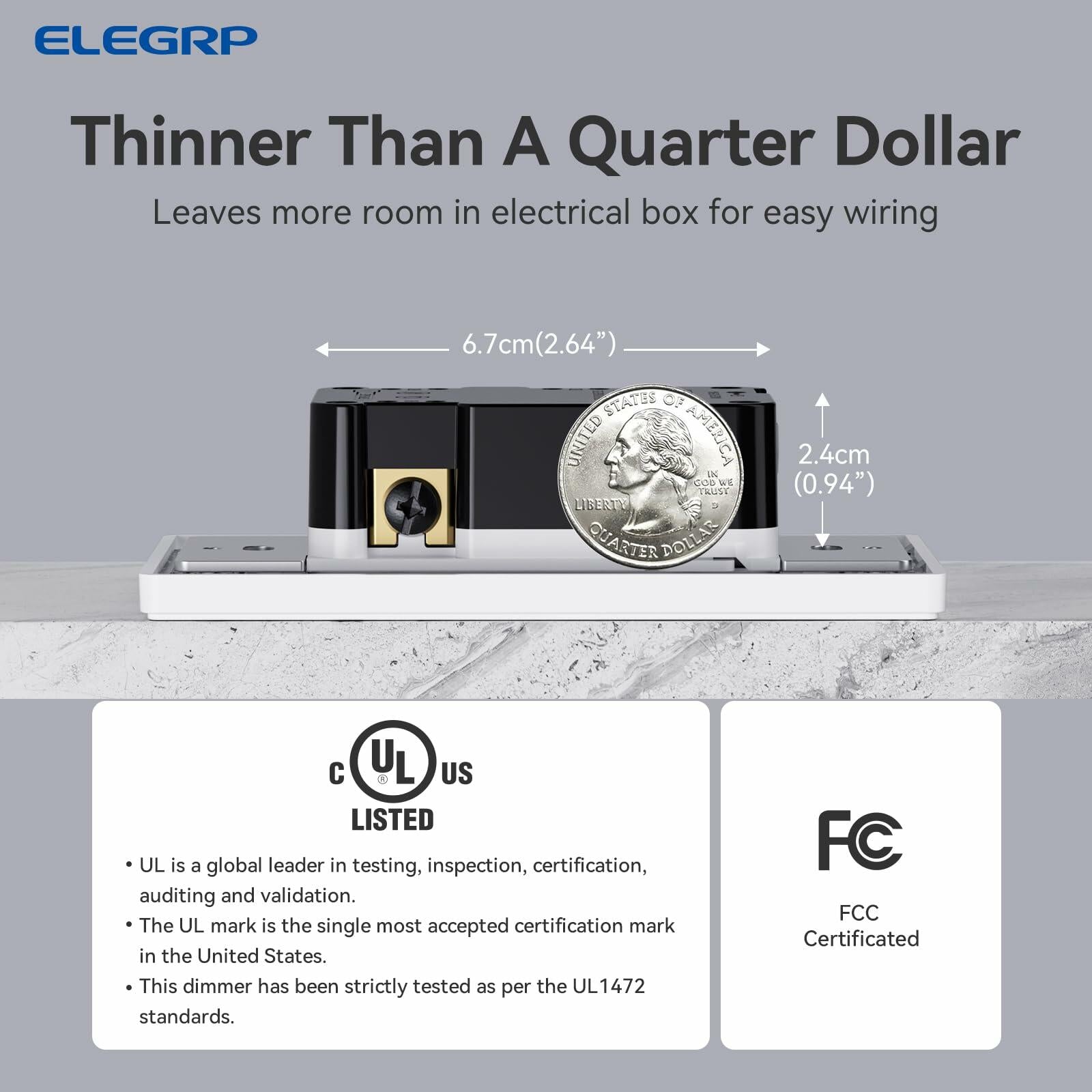 ELEGRP Digital Dimmer Light Switch for 300W Dimmable LED/CFL Lights and 600W