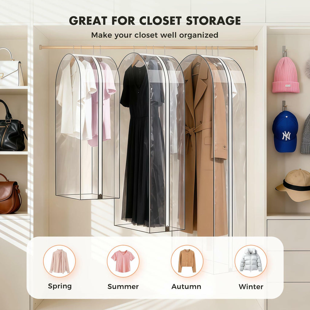 Clear Garment Bags 4 Pack Hanging Clothes Suit Cover Closet Storage 40 50 Inch