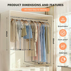 Clear Garment Bags 4 Pack Hanging Clothes Suit Cover Closet Storage 40 50 Inch