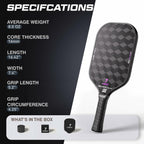 Pickleball Paddle 18K T800 Raw Carbon Fiber 16mm Core USAPA Approved Power Spin