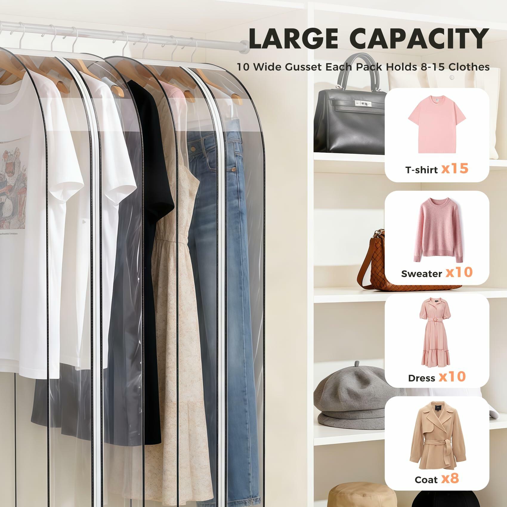 Clear Garment Bags 4 Pack Hanging Clothes Suit Cover Closet Storage 40 50 Inch