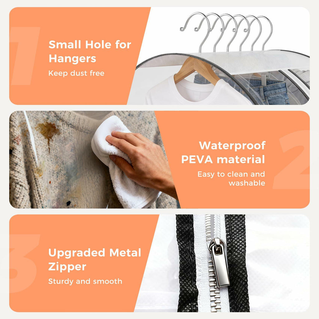 Clear Garment Bags 4 Pack Hanging Clothes Suit Cover Closet Storage 40 50 Inch