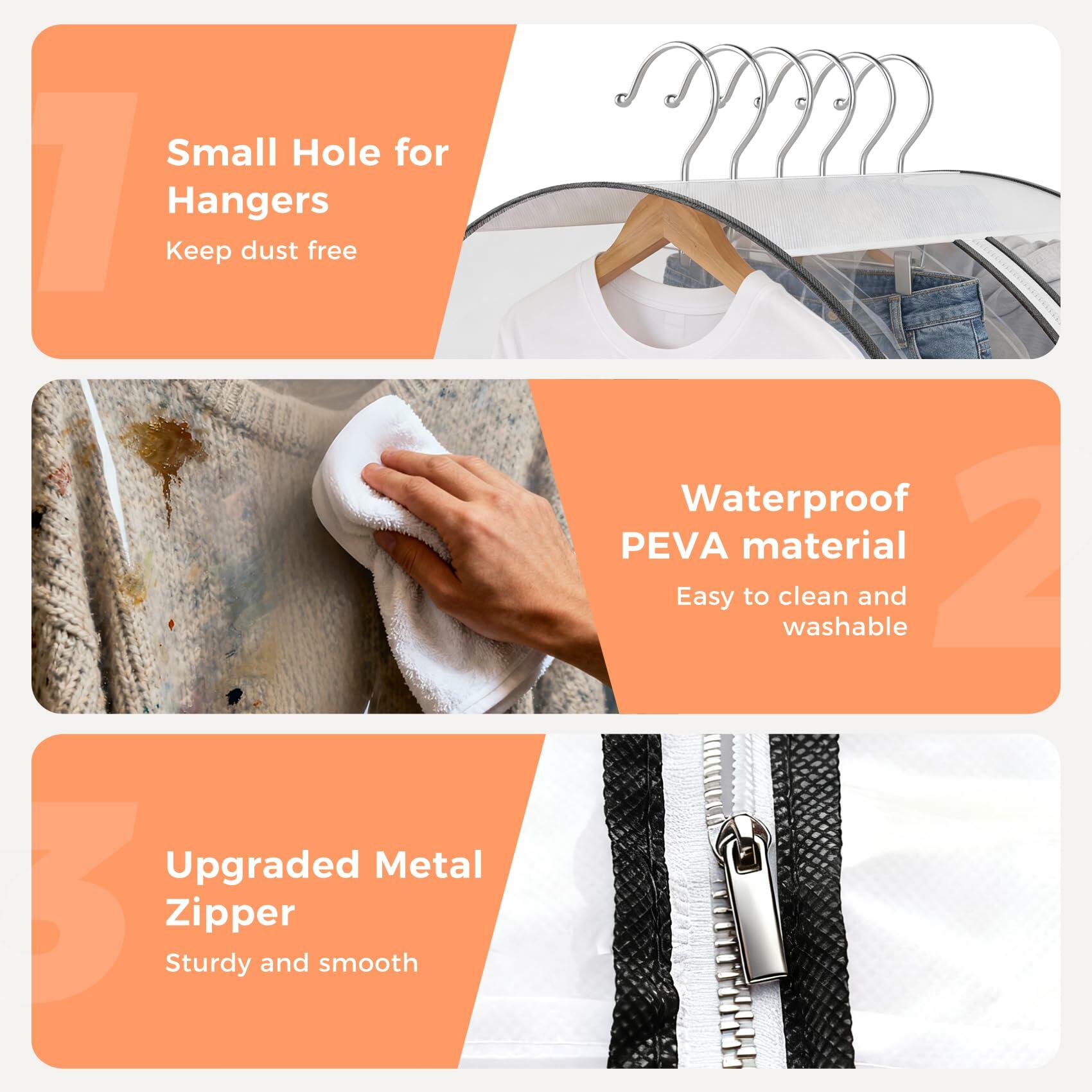 Clear Garment Bags 4 Pack Hanging Clothes Suit Cover Closet Storage 40 50 Inch