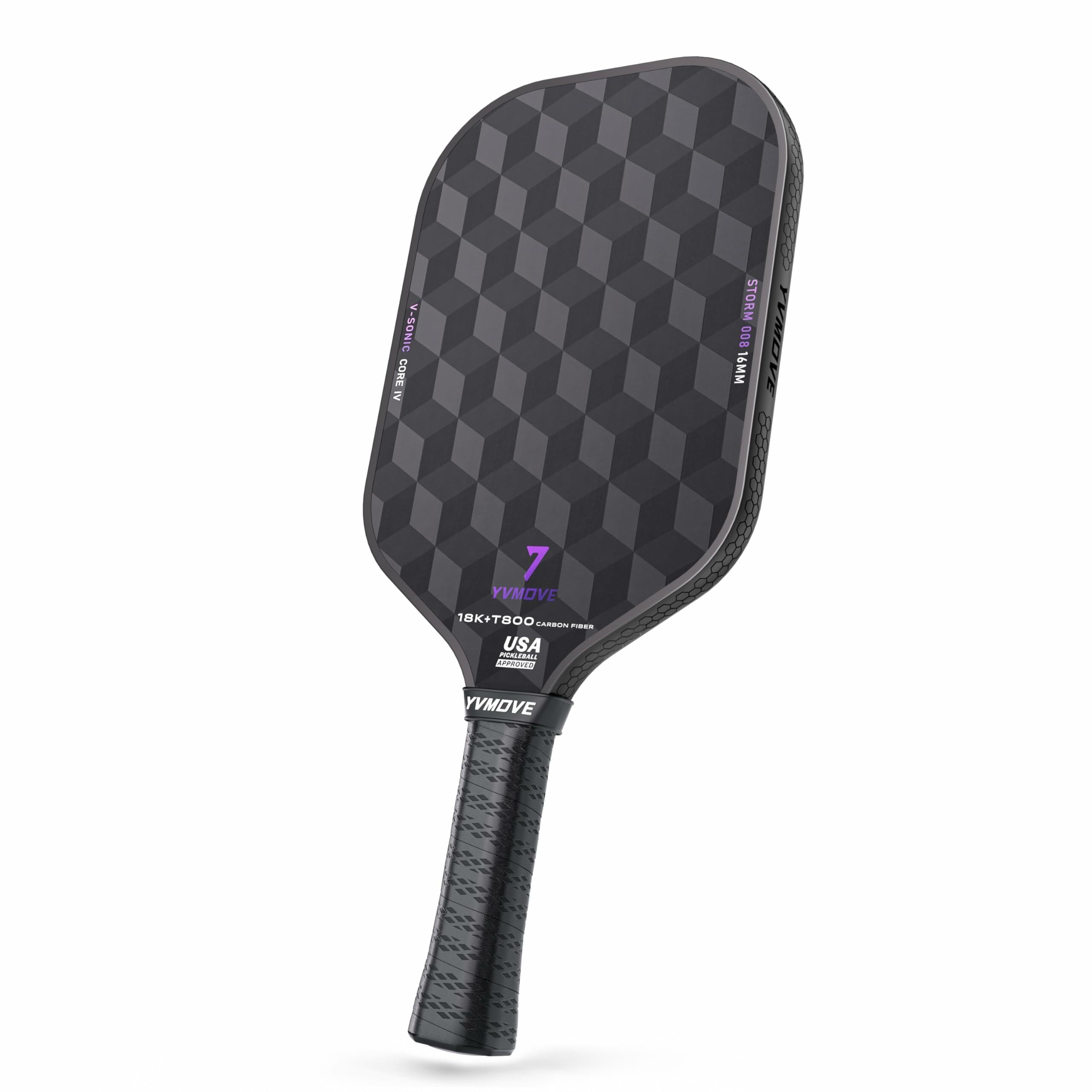 Pickleball Paddle 18K T800 Raw Carbon Fiber 16mm Core USAPA Approved Power Spin
