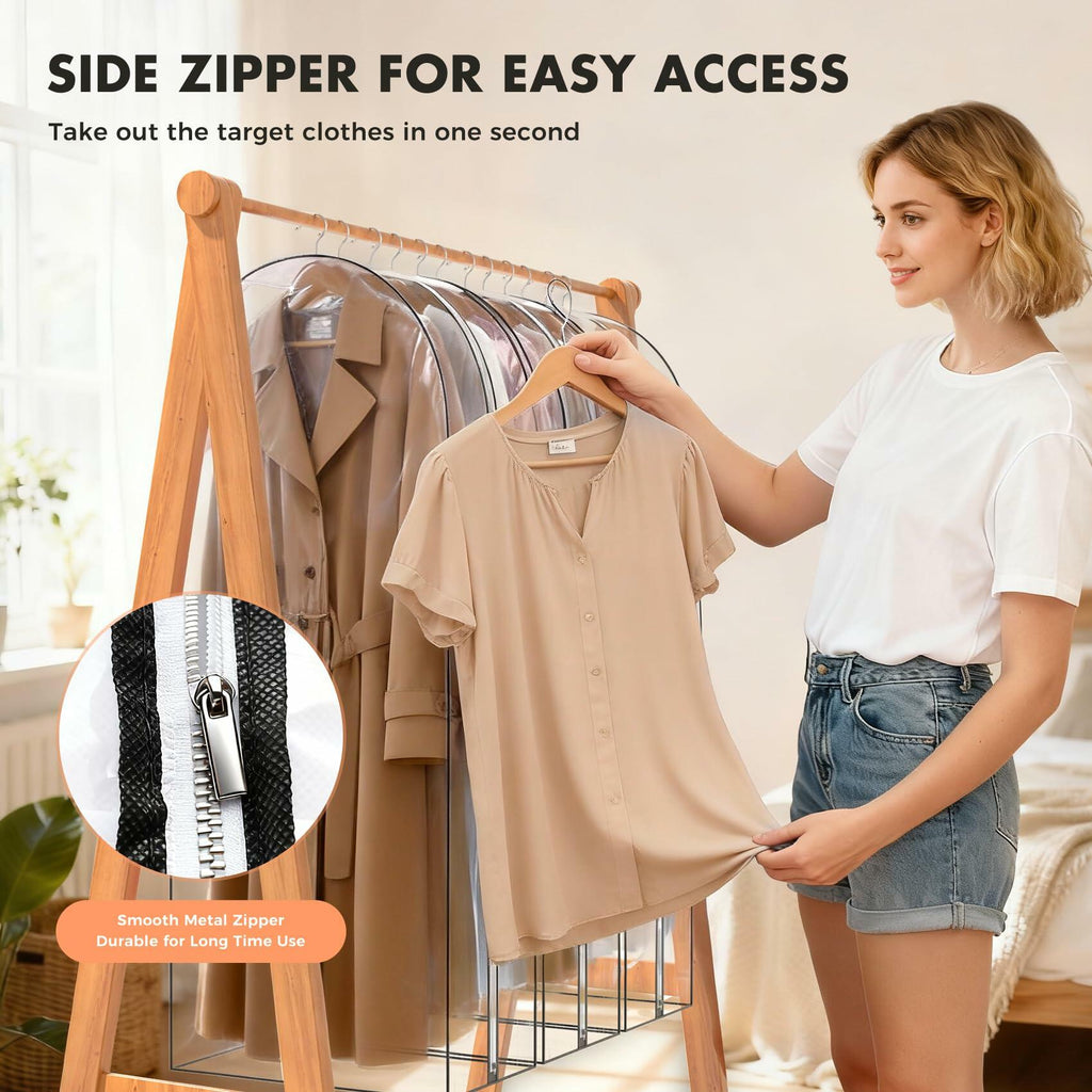 Clear Garment Bags 4 Pack Hanging Clothes Suit Cover Closet Storage 40 50 Inch