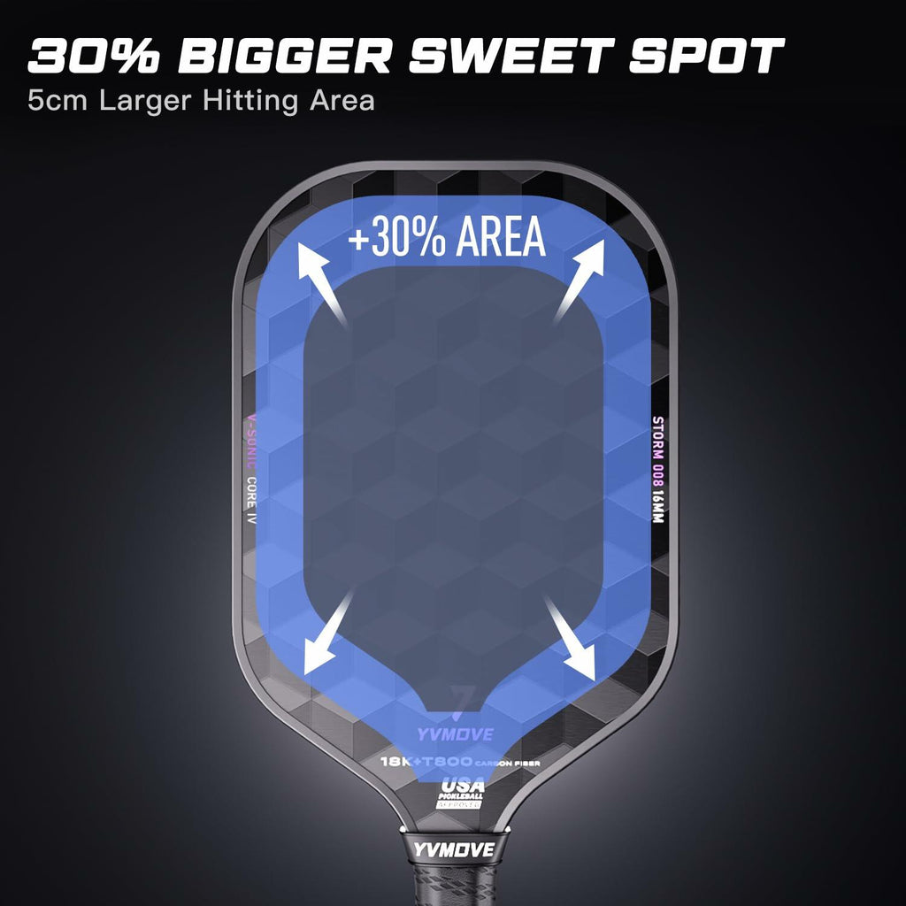 Pickleball Paddle 18K T800 Raw Carbon Fiber 16mm Core USAPA Approved Power Spin