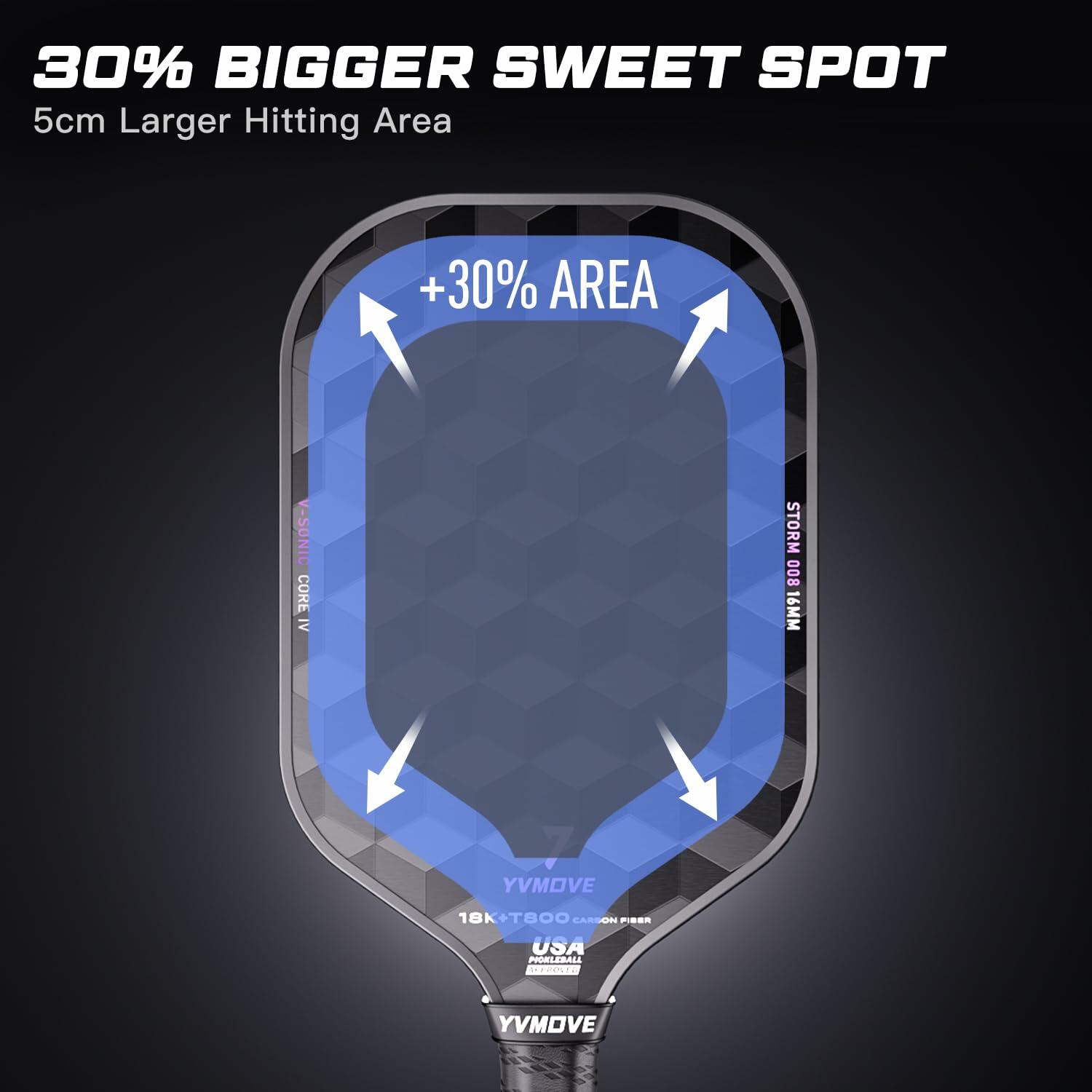 Pickleball Paddle 18K T800 Raw Carbon Fiber 16mm Core USAPA Approved Power Spin