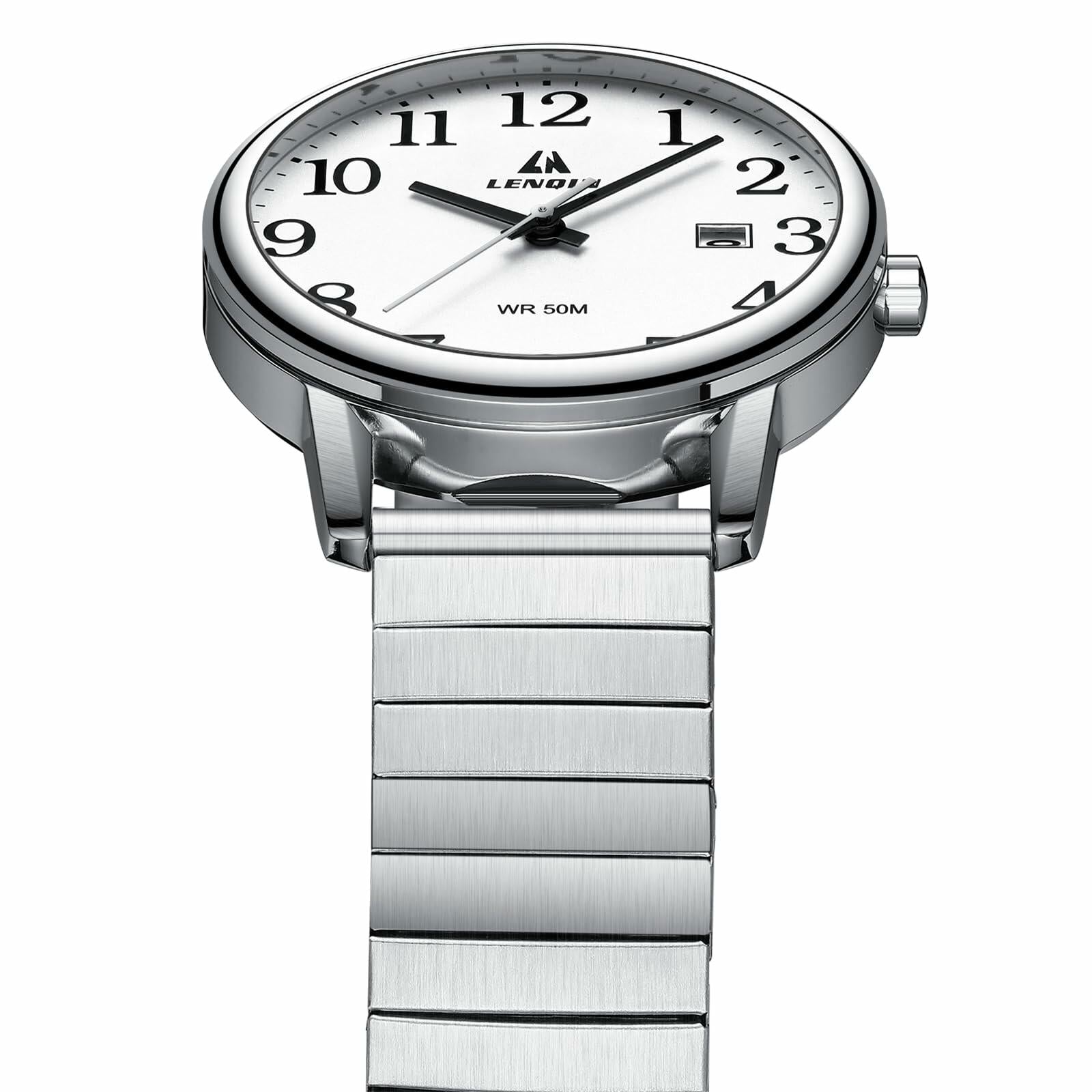 Mens Analog Quartz Sport Watch Waterproof Date 38mm Stainless Steel Easy Read