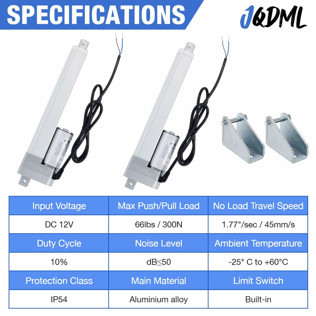 JQDML 12V High Speed Linear Actuator - 28 Inch Stroke, 66lbs/300N, 1.77"/s