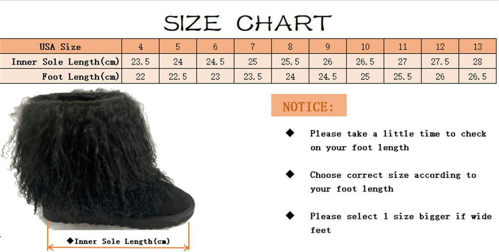 FurinFashion PBS High Tall Over Knee Real Mongolian Sheep Fur Snow Boots for