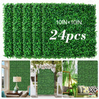 24PCS Artificial Grass Boxwood Hedge Wall Panels 10x10 UV Privacy Screen Indoor