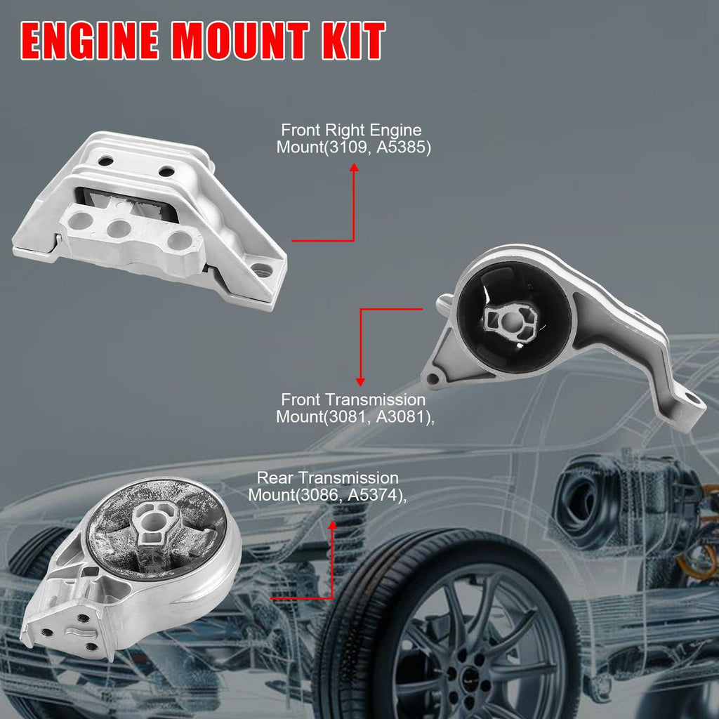 3PCS Engine Motor Trans Mount  for Chevy Cobalt HHR Saturn Ion 2.2L 2.4L