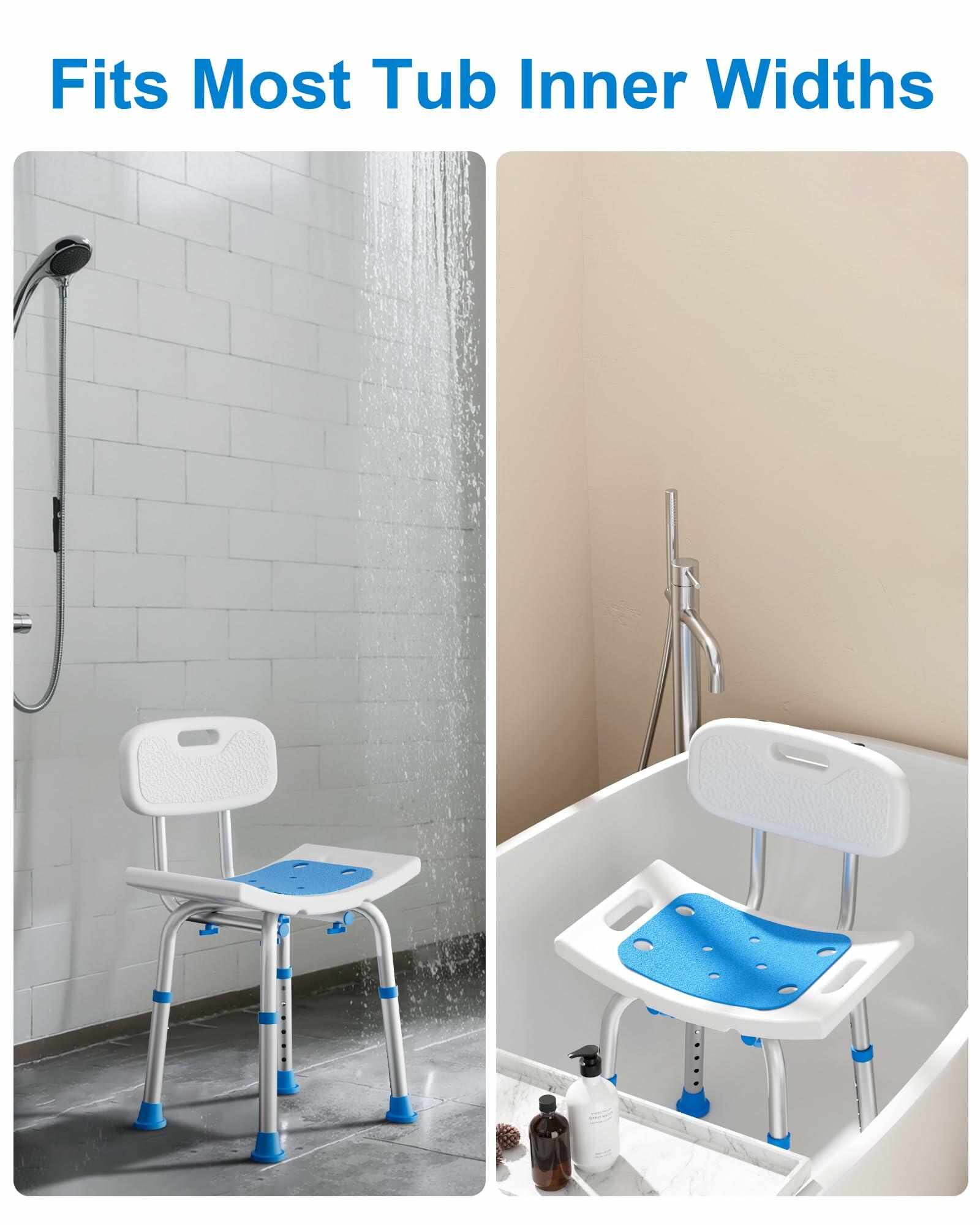 Shower Chair Removable Back 400 lbs Heavy Duty Bath Seat Seniors Disabled Safety