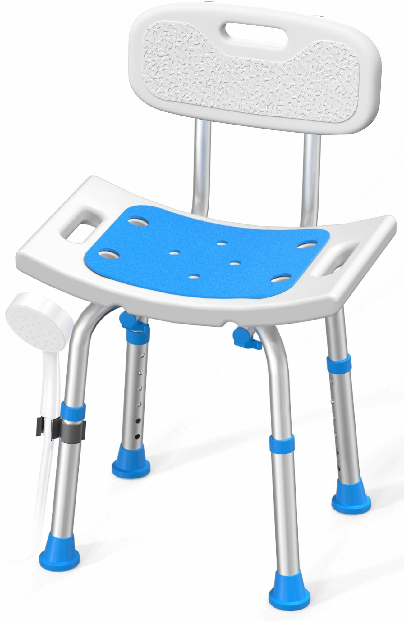 Shower Chair Removable Back 400 lbs Heavy Duty Bath Seat Seniors Disabled Safety