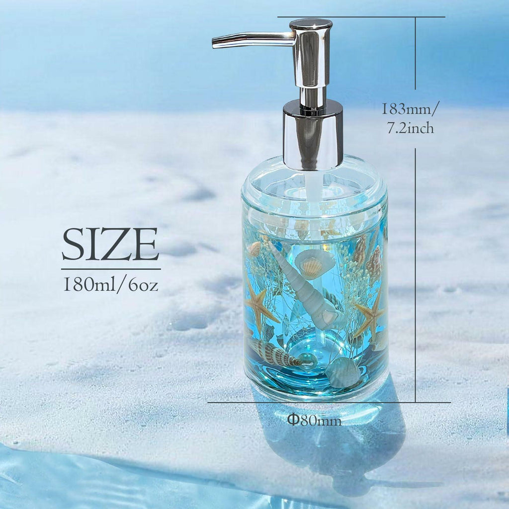 FONMY Soap Dispenser with Pump Acrylic w/Nature Seashell Handmade Bathroom Hand