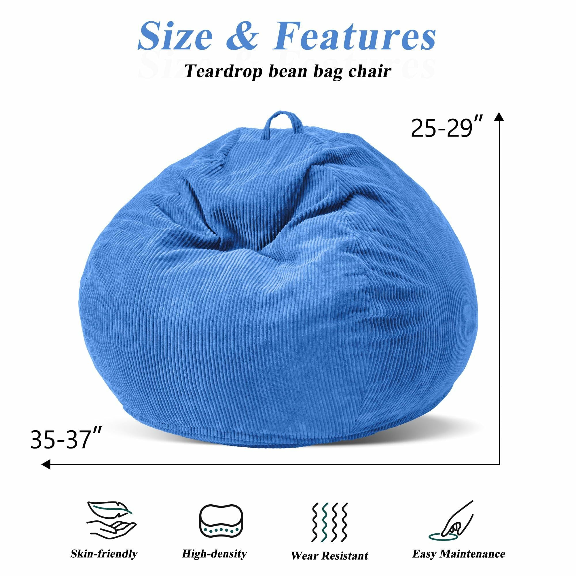 3FT Bean Bag Chairs Teardrop Bean Bag Chair for Adults Beanbag Chair with Memory
