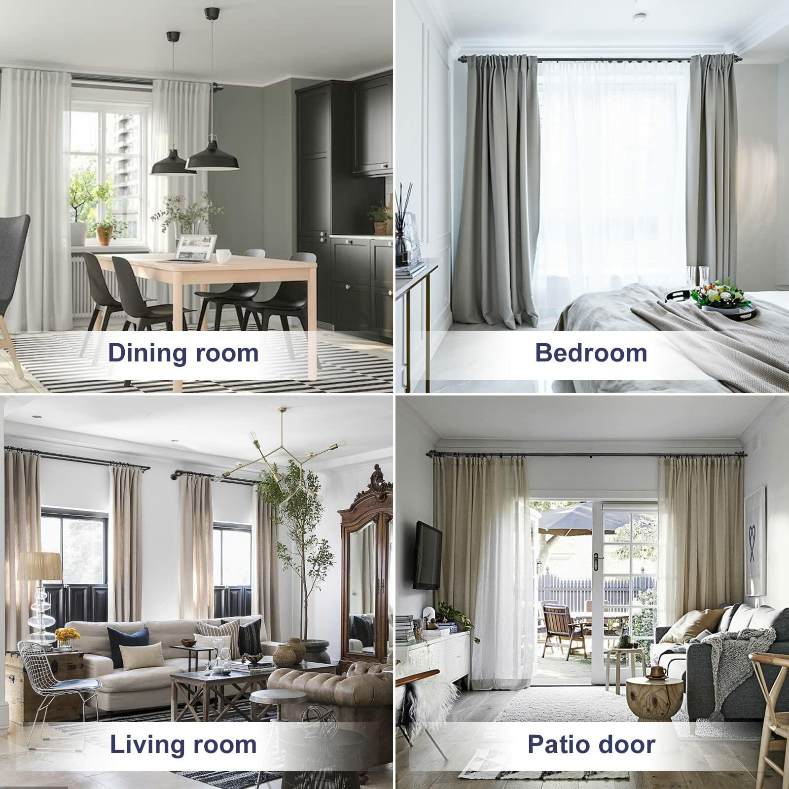 Double Curtain Rod 72-144, Heavy Duty Blackout Double Curtain Rods for Windows