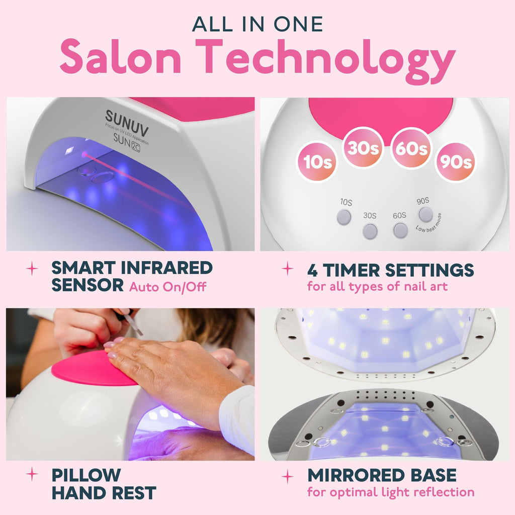 SUNUV SUN2C UV Light for Nails, UV LED Nail Lamp with 4 Timer Settings, Curing