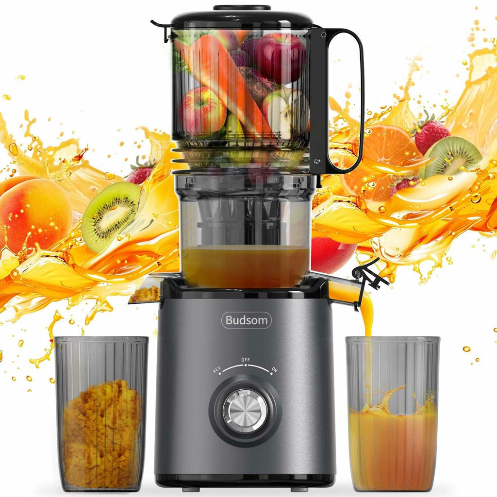 Budsom Cold Press Juicer Machine: 300W Slow Masticating Juicer for Whole Fruits