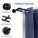 Double Curtain Rod 72-144, Heavy Duty Blackout Double Curtain Rods for Windows